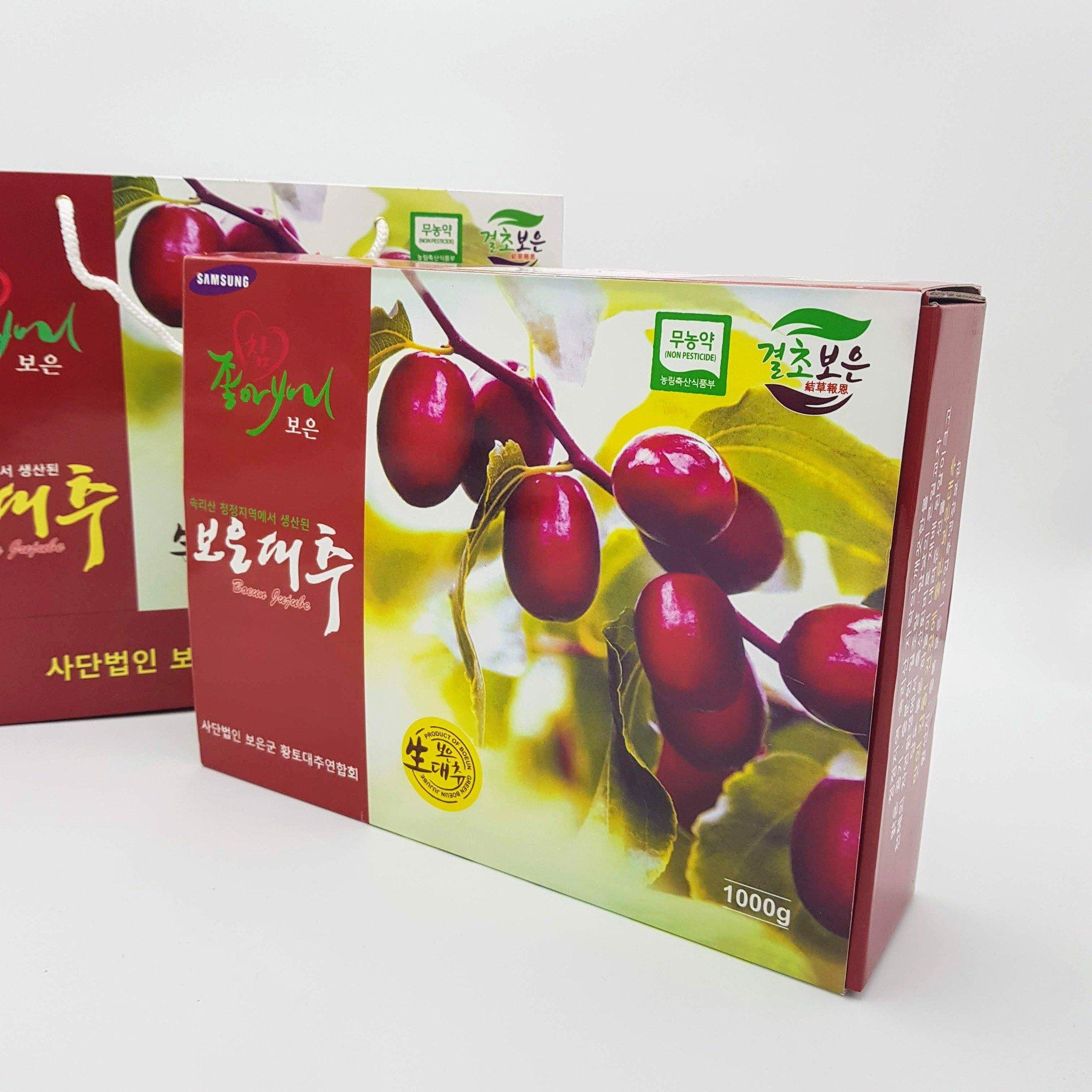 Táo đỏ sấy khô Jujube Hàn Quốc loại túi 1kg