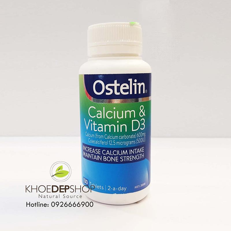 Viên uống Calcium & Vitamin D3 Ostelin Úc - lọ 130 viên